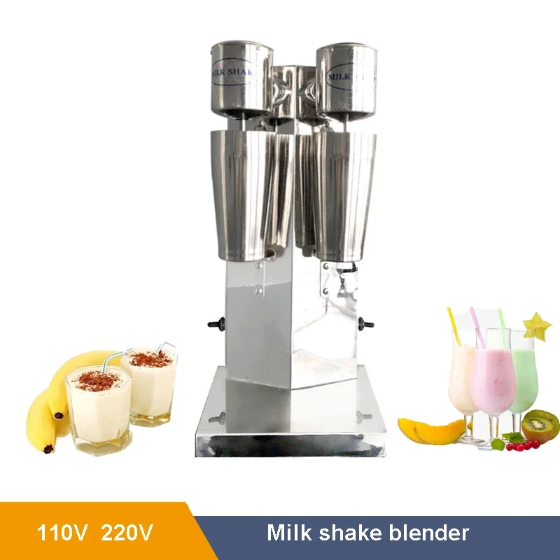 For Stainless Steel Double Head Milkshaker Smoothie Milk Tea Blender Food Processor Stand Food Mixer Bubble Tea Stirring Machine