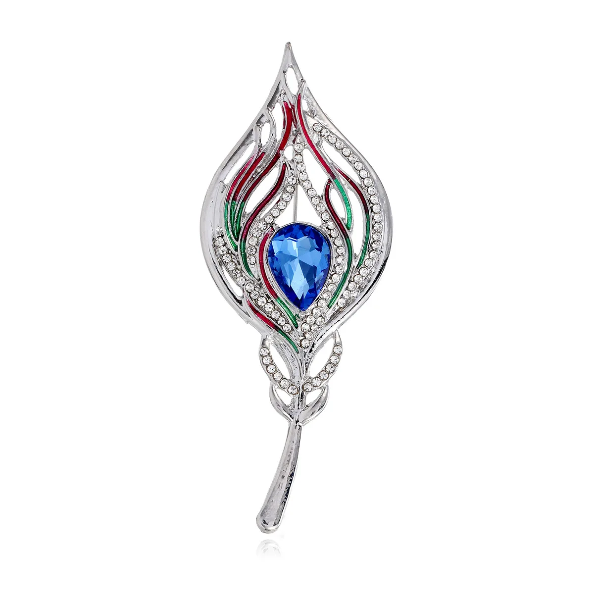 

Retro Peacock Feather Brooch, Ladies' Romantic Wedding, Elegant Enamel Brooch, Feather Pin, Jewelry, Festival Accessories