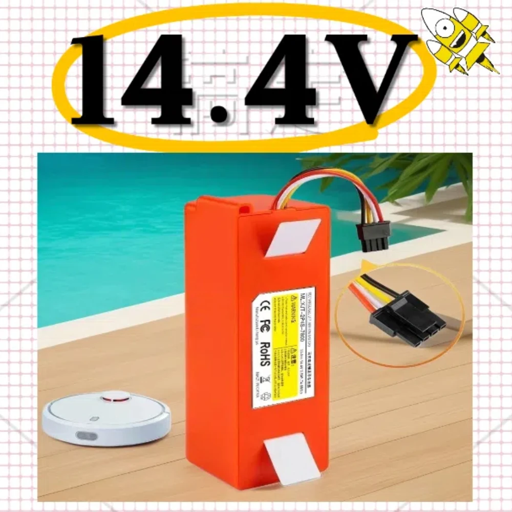 

100%14.4V 5200-12800mAh Robotic Vacuum Cleaner Replacement Battery For Xiaomi Roborock S55 S60 S65 S50 S51 S5 MAX S6 Parts