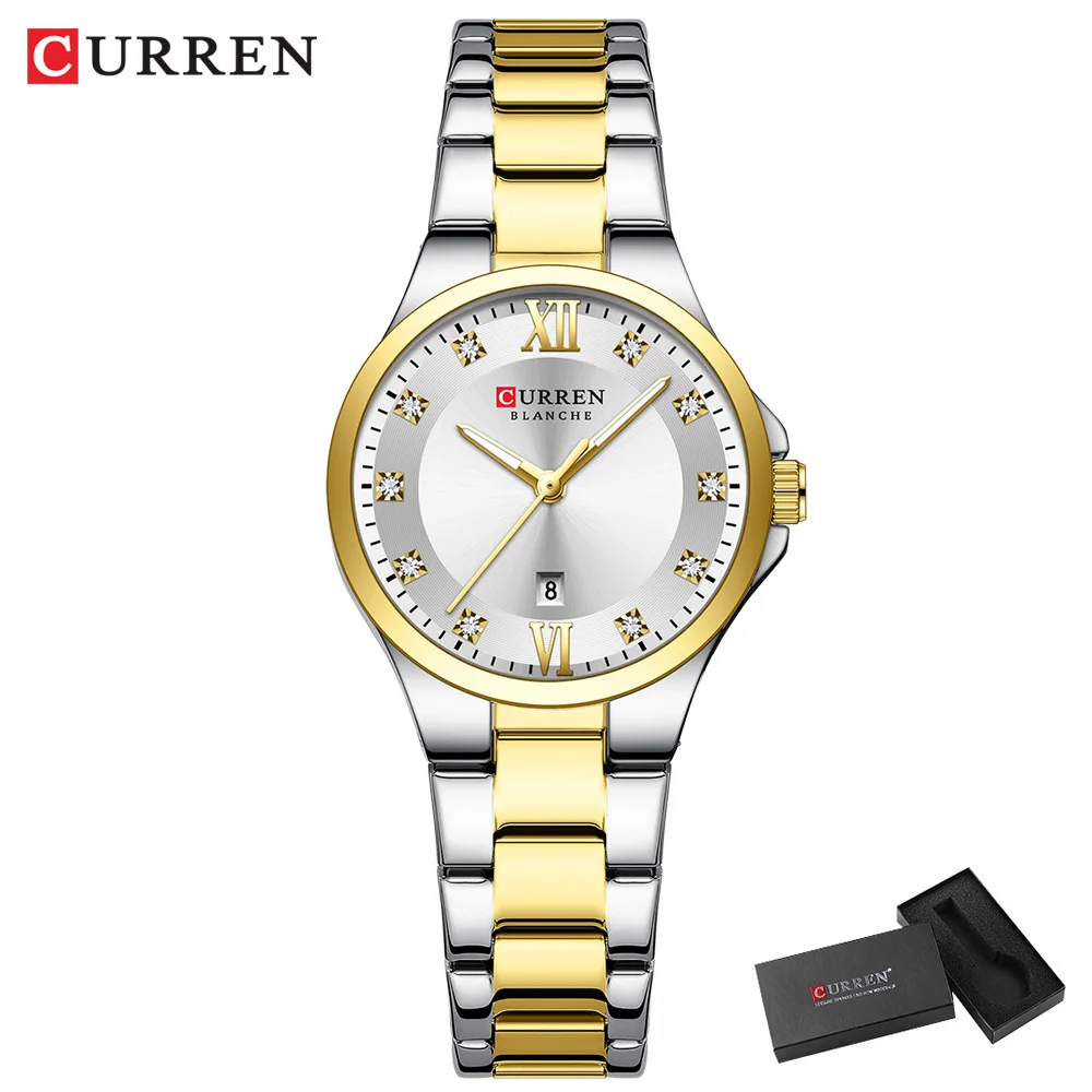 CURREN frauen Luxus Marke Uhren Einfache Quarz Auto Datum Armbanduhr Weibliche Wasserdichte Uhr Leucht Hände 9107 3