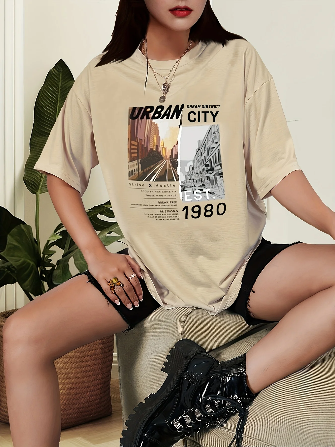 Urban City EST.1980 Printing Tops Cotton T-Shirts For Womens Fashion Casual Soft Short Sleeve Loose Tees Comfortable Clothes