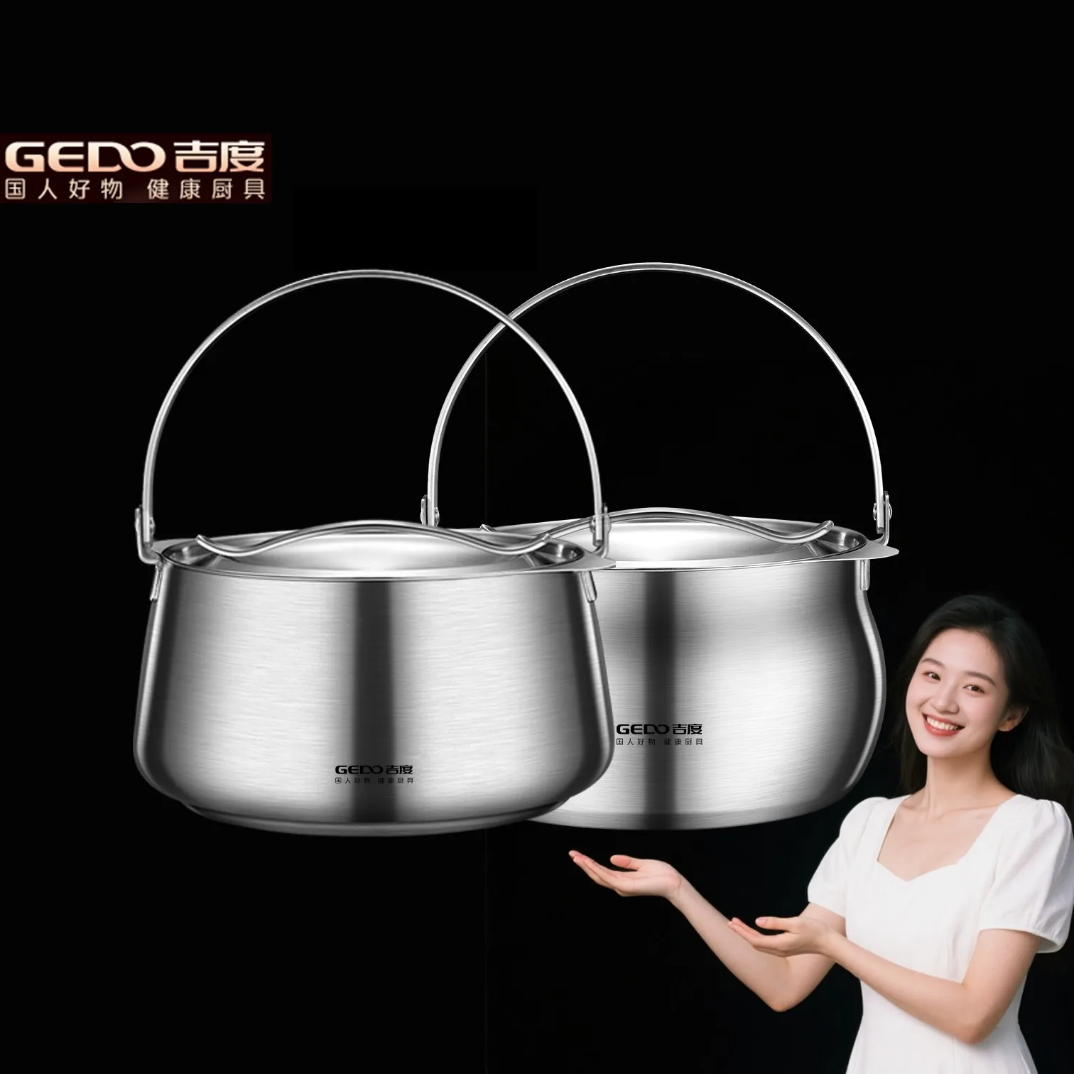 

GEDO LFGB Certification 304 Stainless Steel Stewing Pot Portable Picnic Cooking Pot 4.5L Oil Filtering Container with Strainer