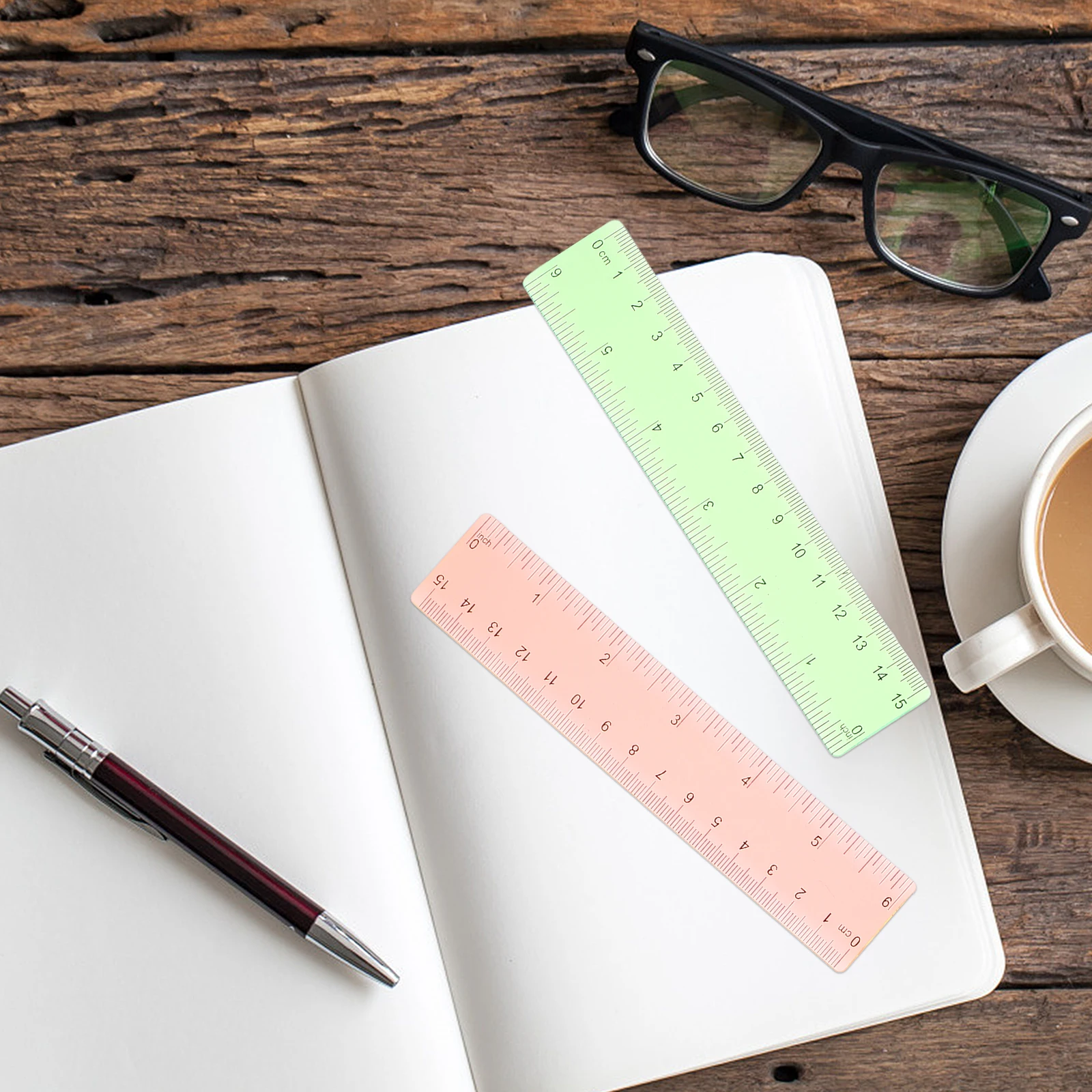 14 Pcs Ruler Measuring Kit Colored Transparent Drawing Straight Student Kids for School