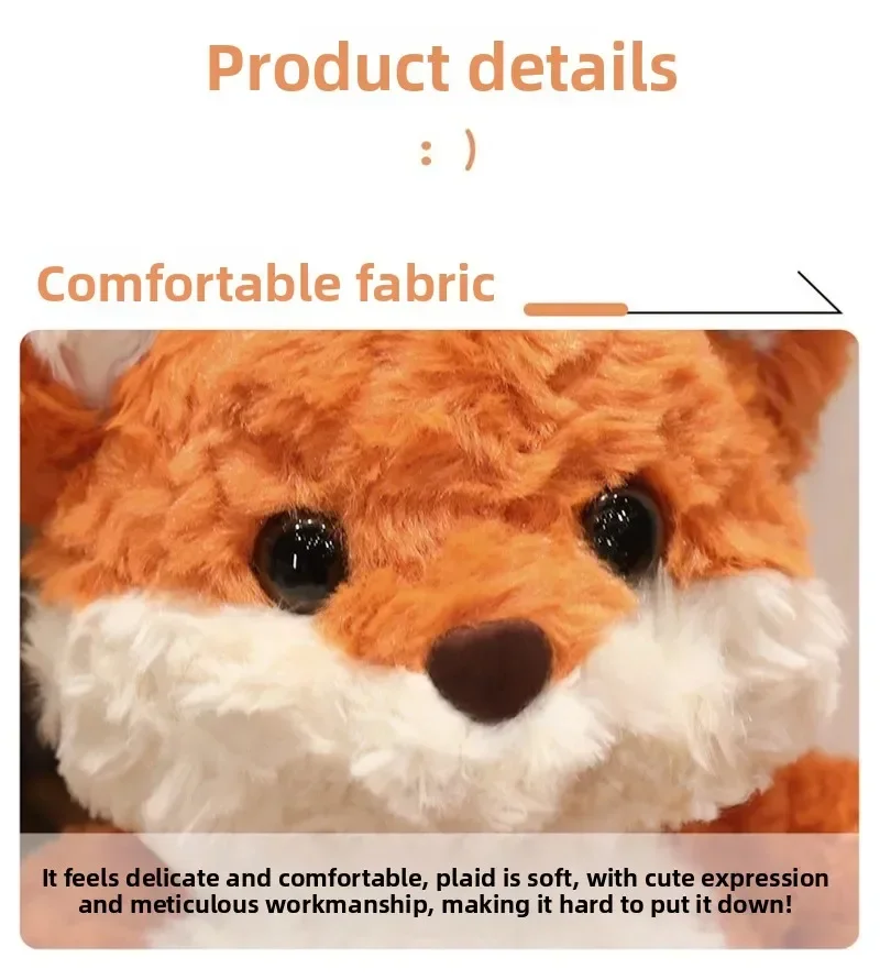 Niedliches Flauschiges Fuchs-Plüschtier Weiche Cartoon-Orange-Füchse Gefüllte Puppe Baby-Beruhigungsspielzeug für Kinder – Detail 5