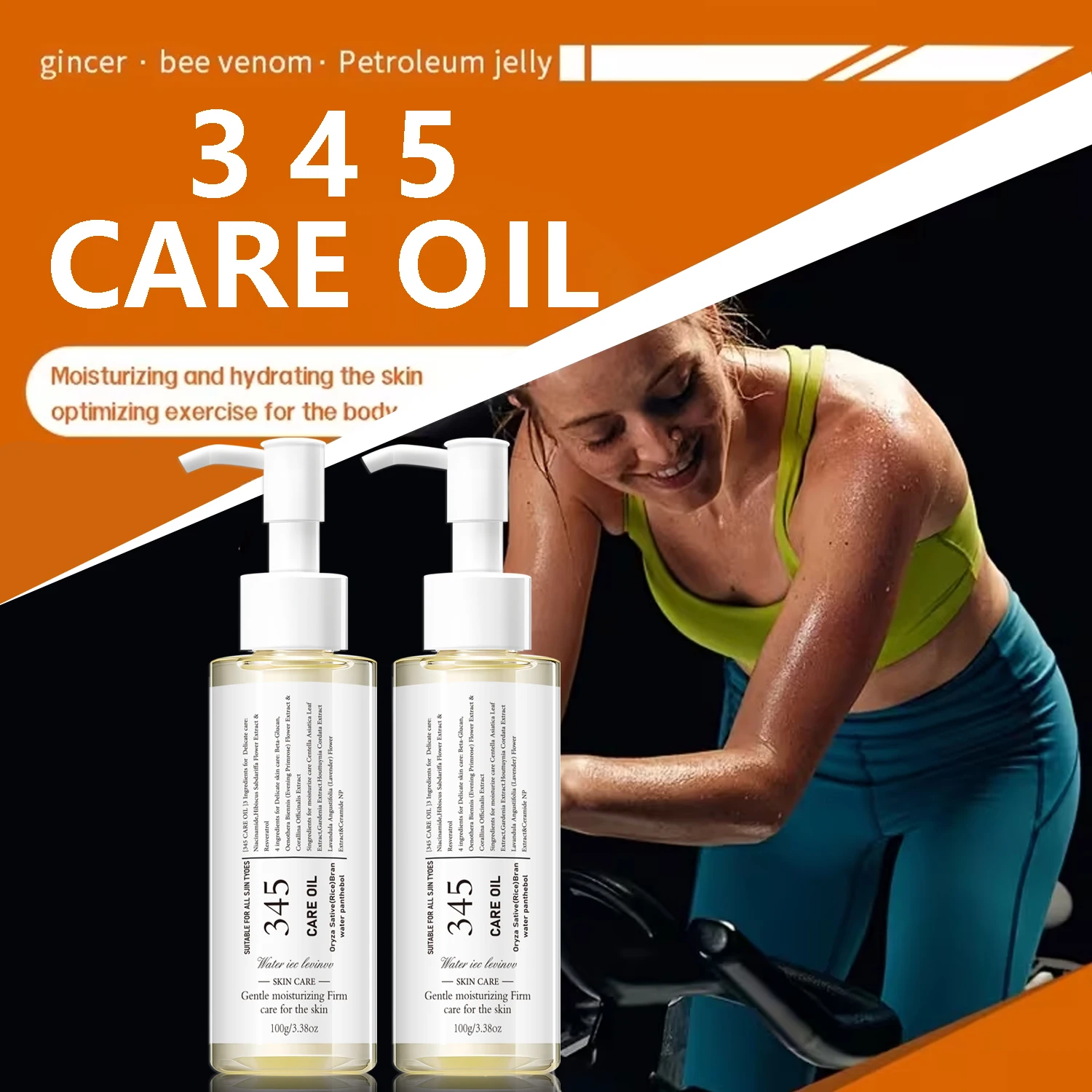 Vaselina con Veneno de Abeja y Jengibre 345, Aceite para el Cuidado de la Piel, Hidrata, Humecta y Reafirma la Piel Cuidado Corporal Ideal Antes y Después del Entrenamiento. 100g.