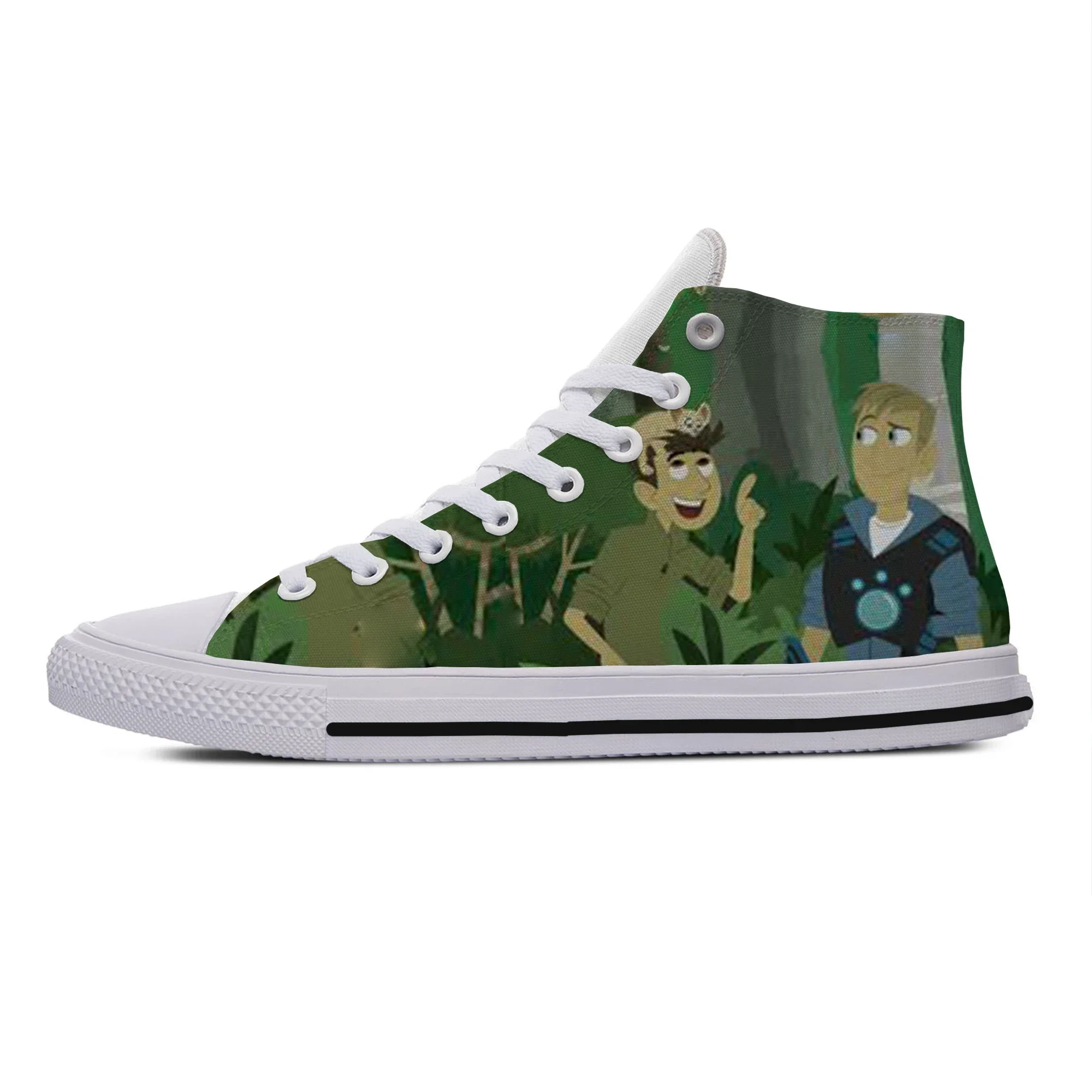 Sapato casual de desenho animado alto para homens e mulheres, sapatilhas Handiness, engraçado kawaii, sapato de tabuleiro Wild Kratts, moda legal, novo verão