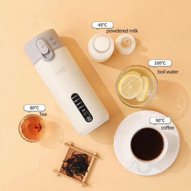 Hervidor eléctrico de 400ml, taza calefactora portátil, olla de agua hervida multifunción, tetera inteligente, hervidores de temperatura ajustables para viajes