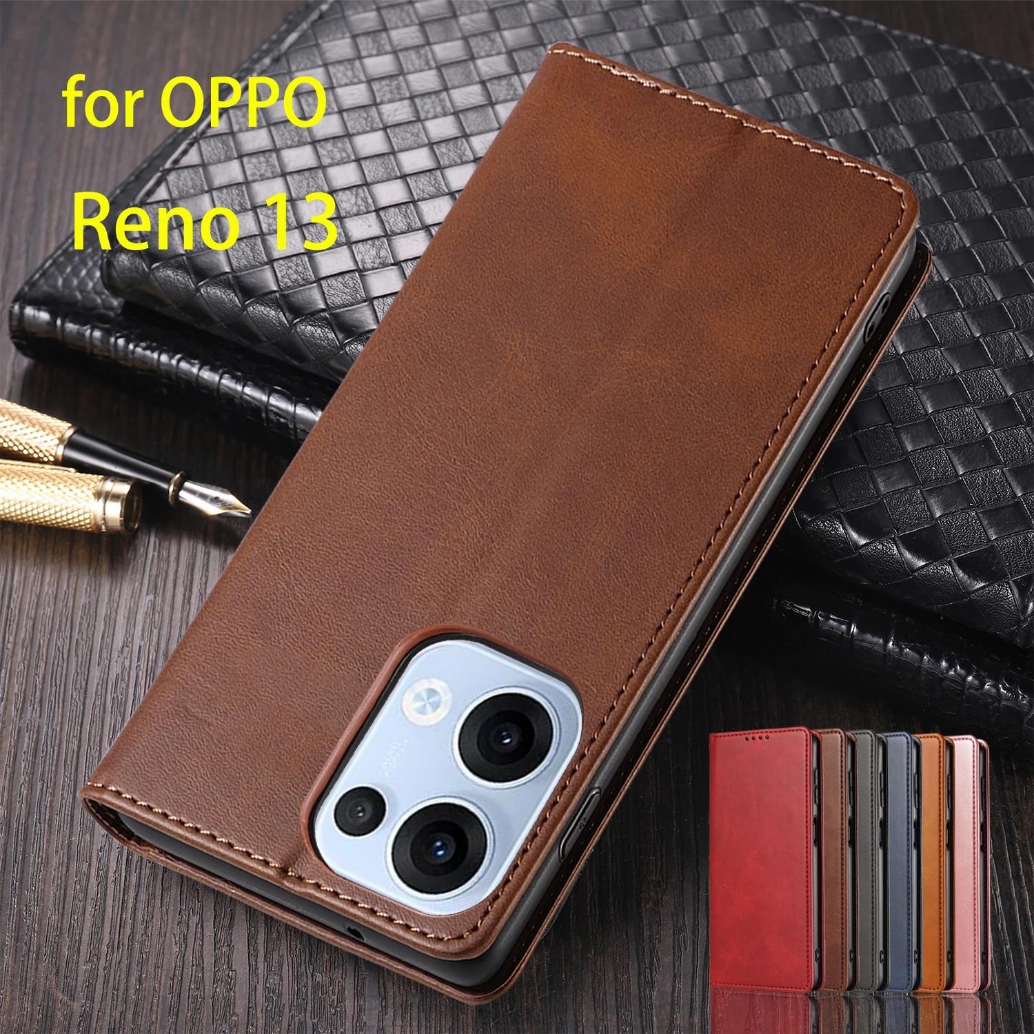 

Кожаный чехол для OPPO Reno 13 5G/Reno13 5G Global 6,59 дюйма, кобура с магнитным притяжением, чехол-бумажник с откидной крышкой, чехол Capa Fundas Coque