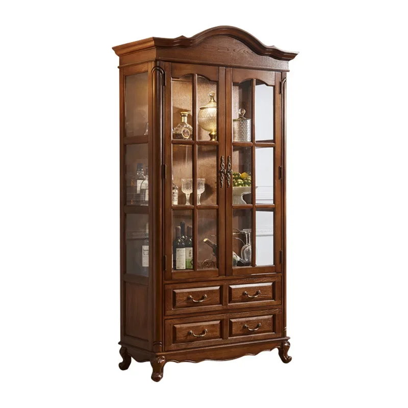 Amerikanischer Weinschrank aus massivem Holz, Aufbewahrungsschrank an der Wand, einfacher Esszimmer-Beistellschrank, Vitrine, dekorativ
