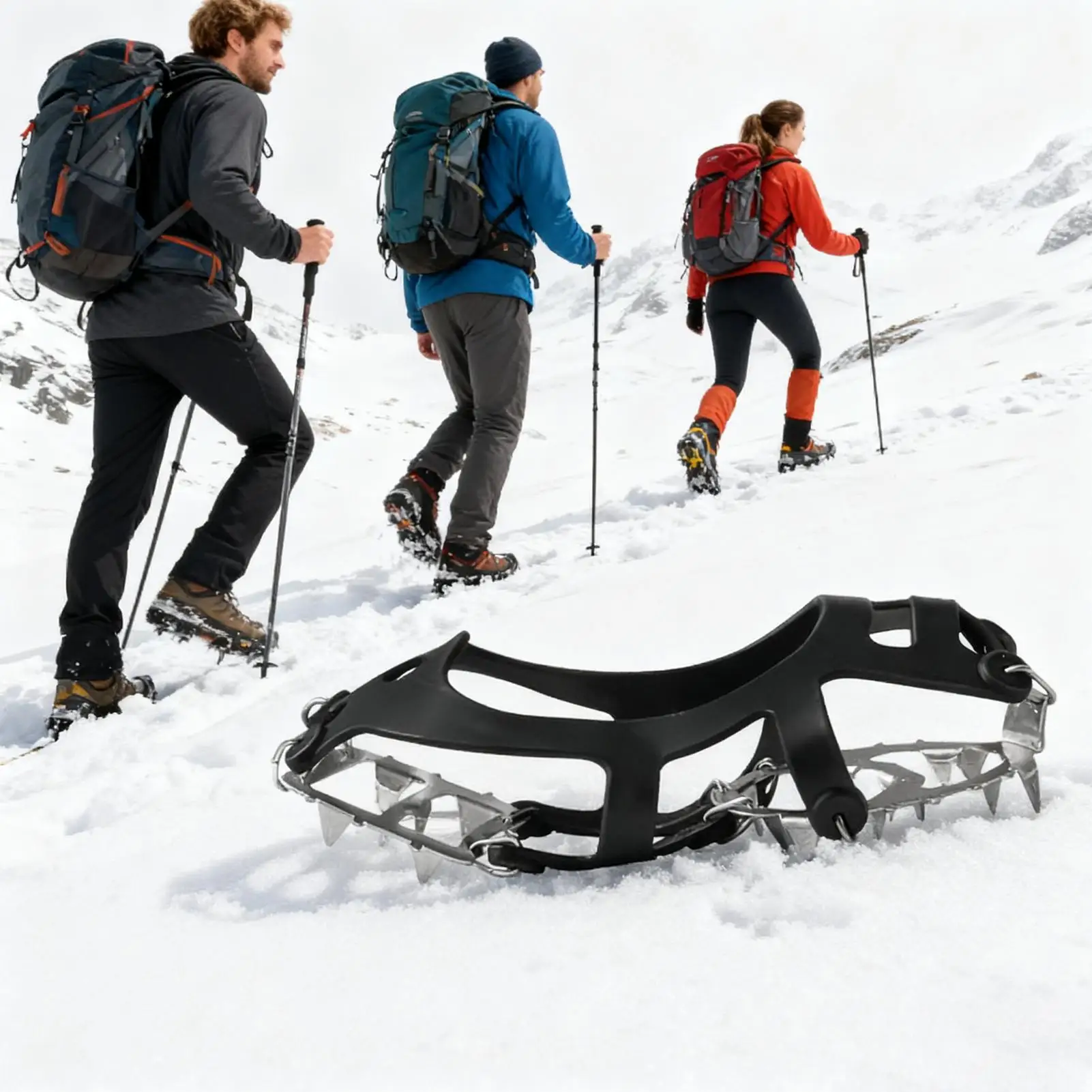 مرابط الثلج من الفولاذ المقاوم للصدأ العالمي المضاد للانزلاق الأشرطة أحذية الجليد القابضون للرجال الشتاء في الهواء الطلق المشي لمسافات طويلة المشي تسلق