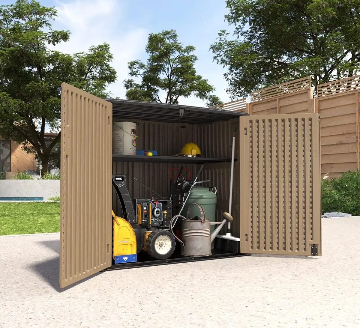 ^Large Horizontal Storage Sheds,38 cu.ft Resin Garden Shed Weather Resistance,Outdoor Storage Box Lockable