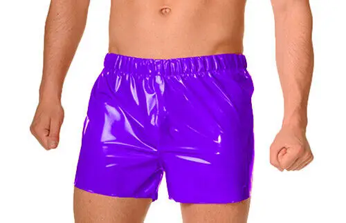 Mens Latex Boxer Rubber Casual Purple Sport Club Fitness Swim Shorts 0,4mm S-XXL