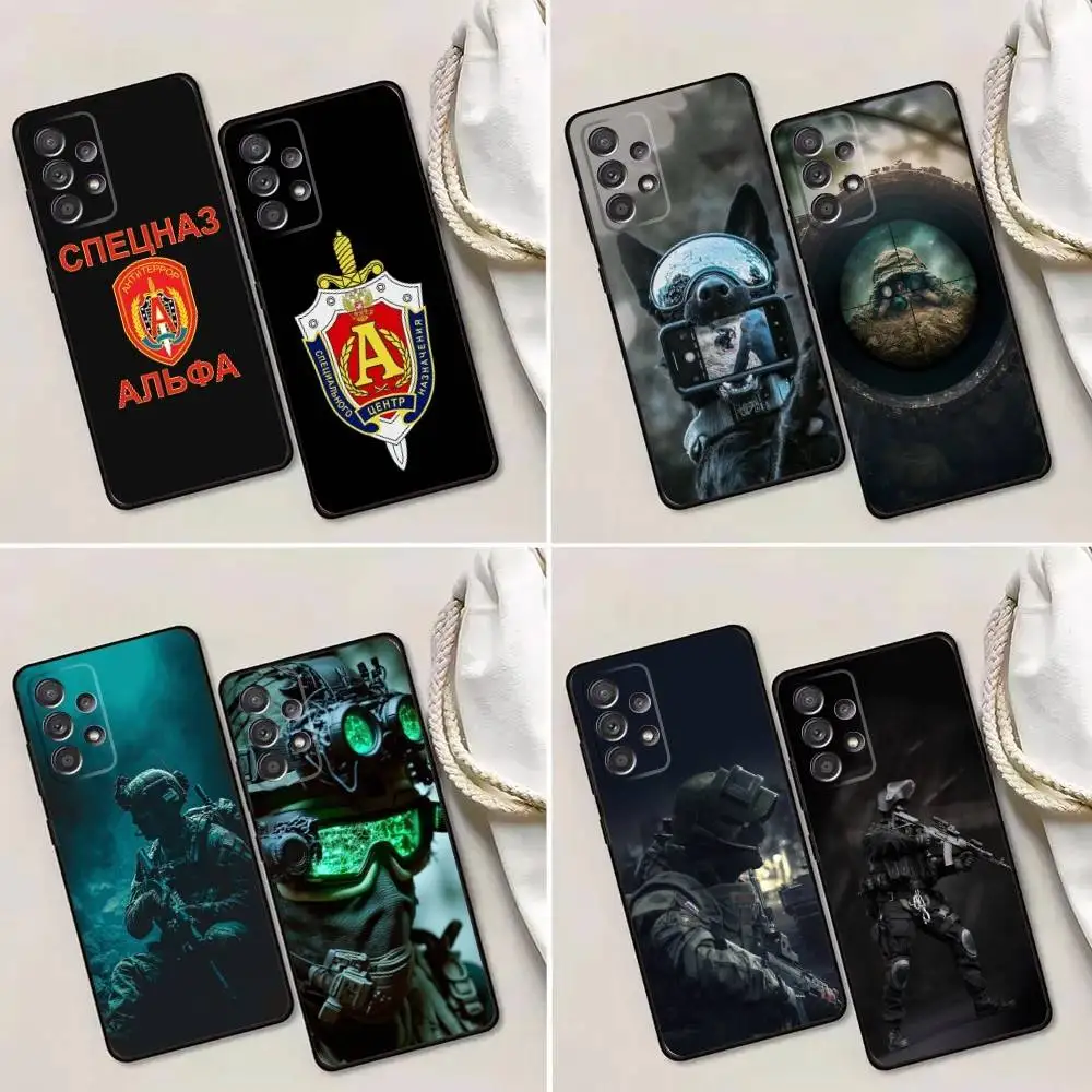 

Russian FSB ALPHA Phone Case For Samsung Galaxy A13,A21s,A22,A31,A32,A52,A53,A71,A80,A91 Soft Black Phone Cover