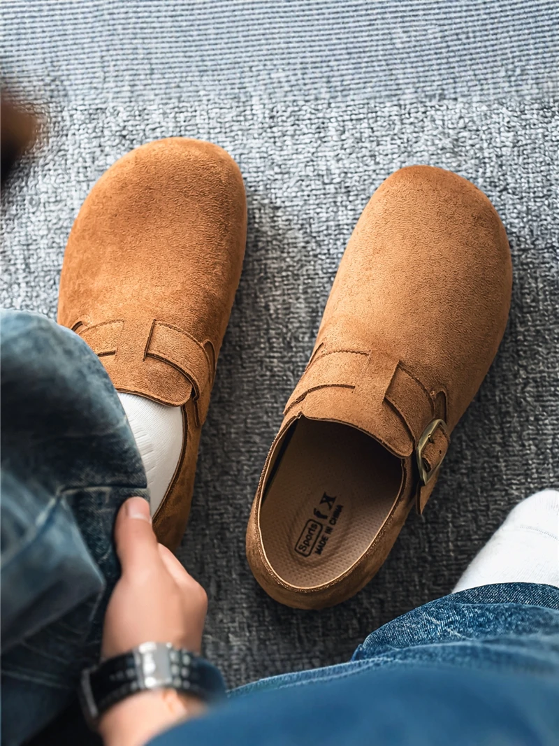  Men's Shoes 2026 New Autumn Retro Anti-slip Trendy Slip-on Office Commute Mule Shoes Leather Upgraded Version