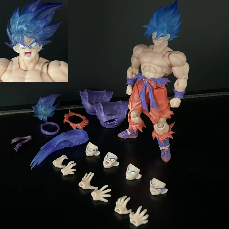 E&C EC World King Fist Dragon Ball SHF Goku Super Saiyan Blue Clothes Battle Loss 3.0 Physical Moveable #3