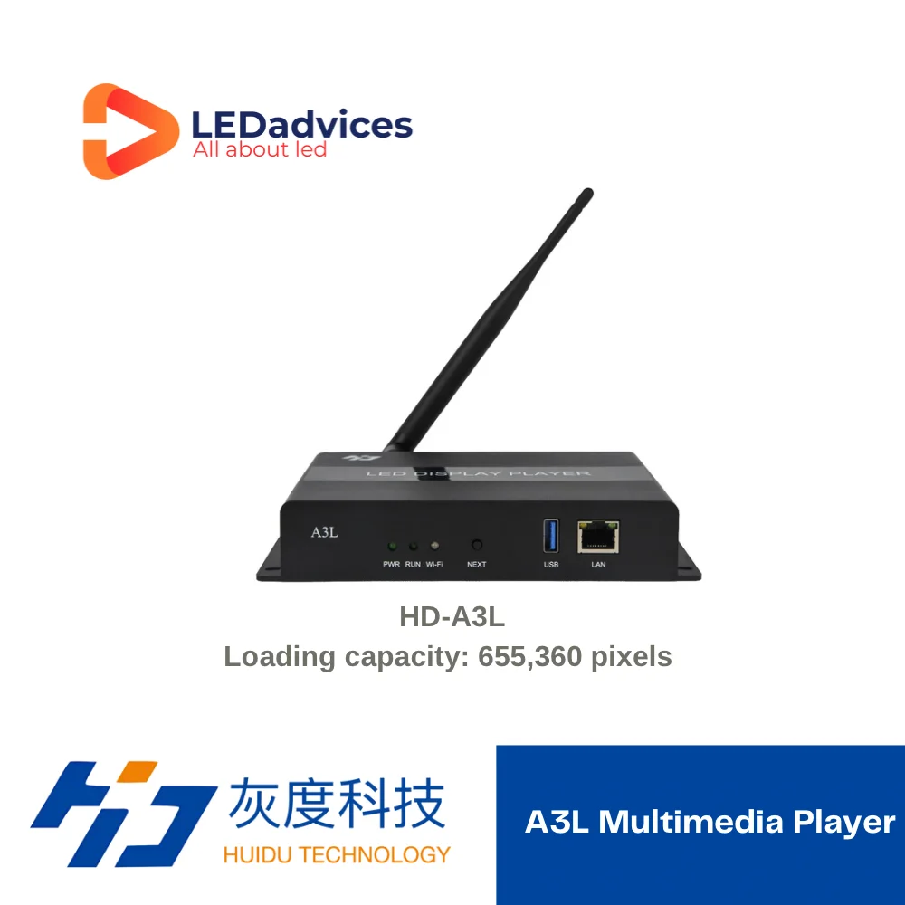 Huidu A3L HD-A3L 4K Media Player Box LED A3L 4G Display Controller WiFi Asynchronous Display Controller 655,350 pixels