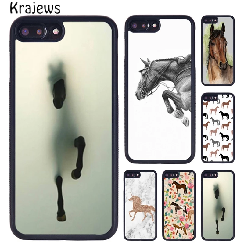 Krajews Horse Pony Pattern Phone Case For iPhone 16 15 14 X XR XS 11 12 mini 13 Pro MAX Plus cover shell coque