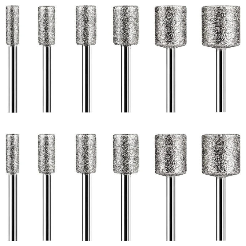 ABYL Stone Carving Set,12PCS Diamond Burr Bits for Stone Rocks Glass Ceramics Dremel Rotary Tools(4mm 5mm 6mm 8mm 10mm 12mm)