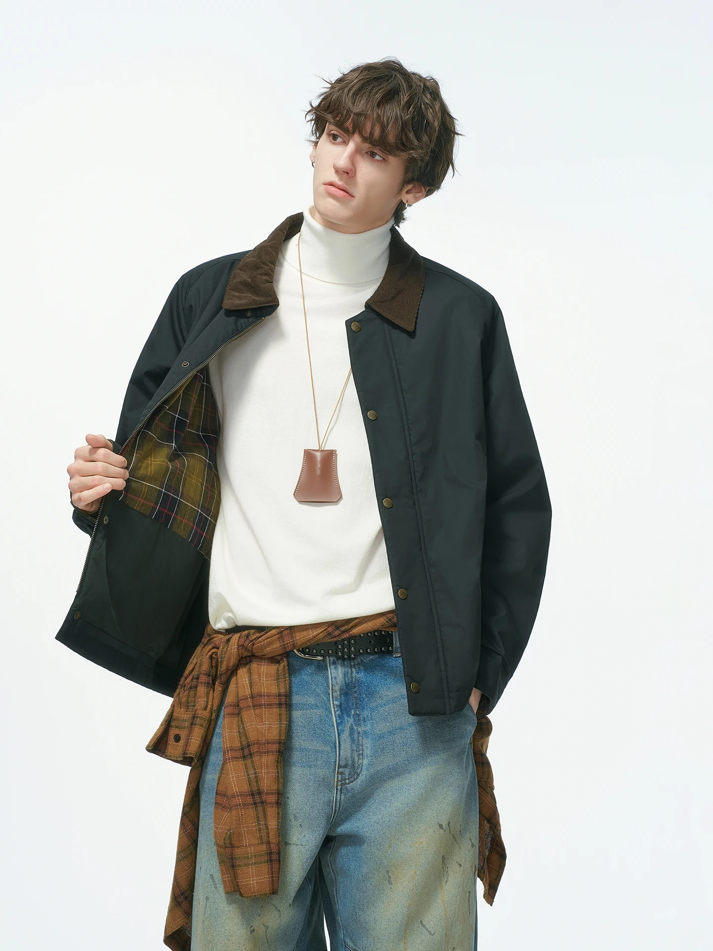 Dream Made Barn Style Men's Thickened Waterproof Cotton Jacket Winter Casual Wear Long Sleeve Button up Classic Fit Coat