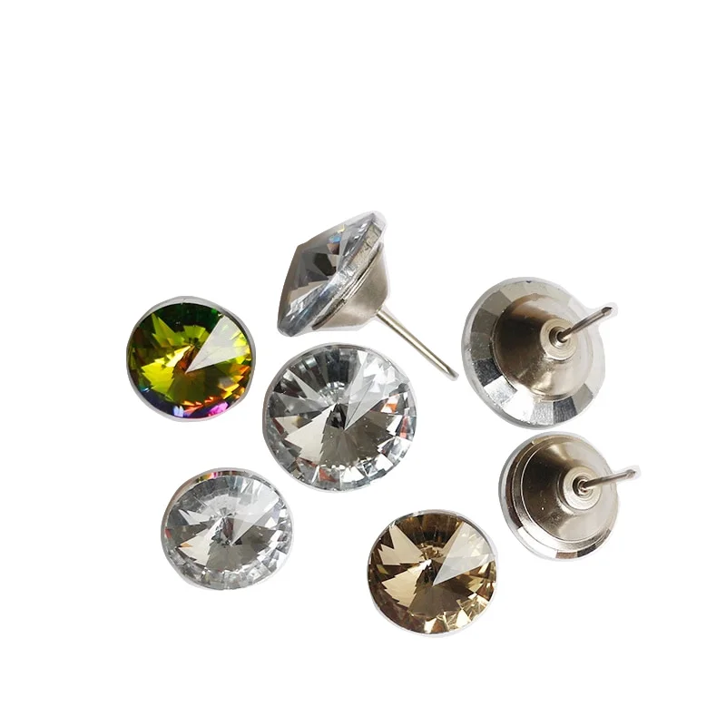 10pcs Crystal Upholstery Buttons Furniture Tacks Nail Studs Pins 20mm Dia for Soft Bag Sofa Bed Background Decorative Accessory