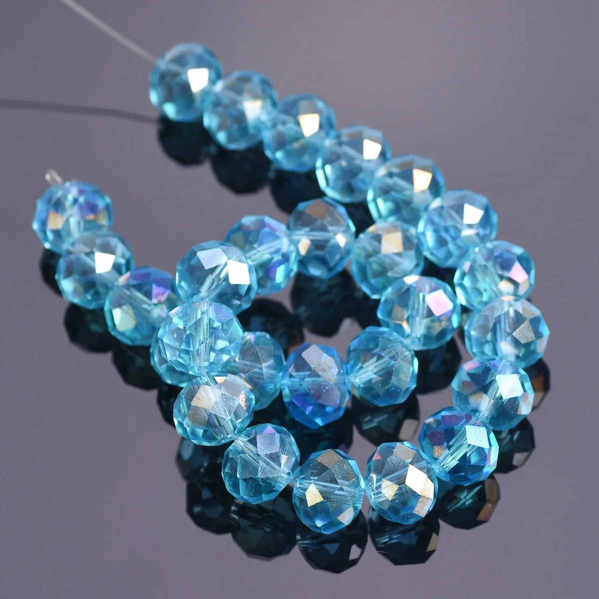 

Lake Blue AB 3mm 4mm 6mm 8mm 10mm 12mm 14mm 16mm 18mm Rondelle Faceted Crystal Glass Loose Spacer Beads For Jewelry Making DIY