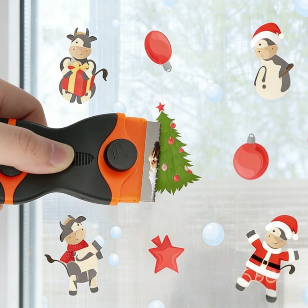 Car Plastic Scraper Tool Set with Replacement Blades, Adhesi