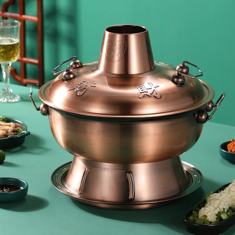 Household pure copper hot pot, Beijing copper hot pot, old-fashioned copper hot pot, electric carbon dual use