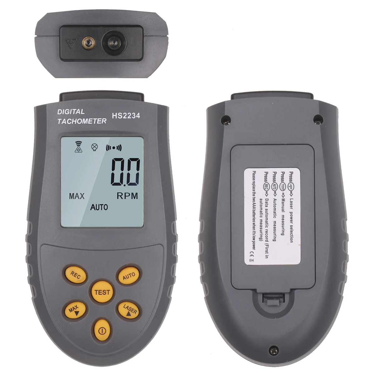 Portable High-precision Digital Tachometer with Laser Manual/Automatic Measurement Speedometer LCD Display with Backlight