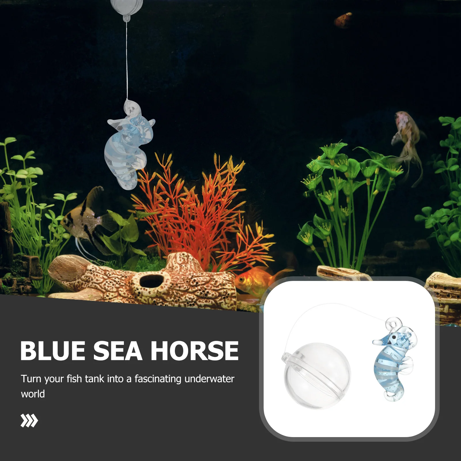 

Glass Fake Fish Glowing Seahorse Aquarium Floating Ornament Ocean World Theme Decor Fish Tank Hanging Decoration