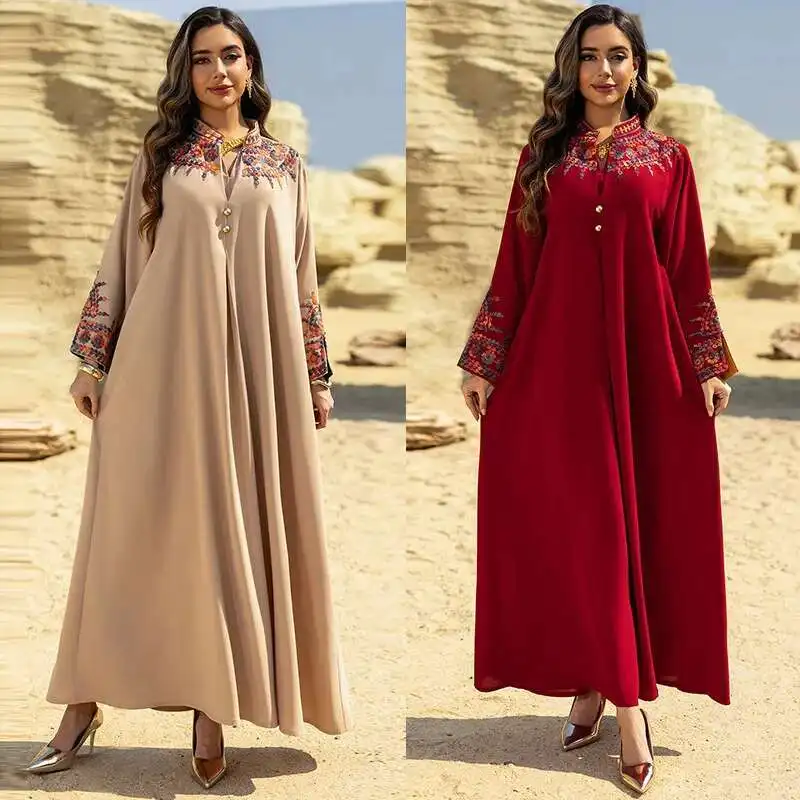 

Ab467 Muslim Women's Robe Spring/summer Fashion Ins New Dubai Embroidered Dress Jalabiya Ramadan Dubai Luxury Islam Elegant