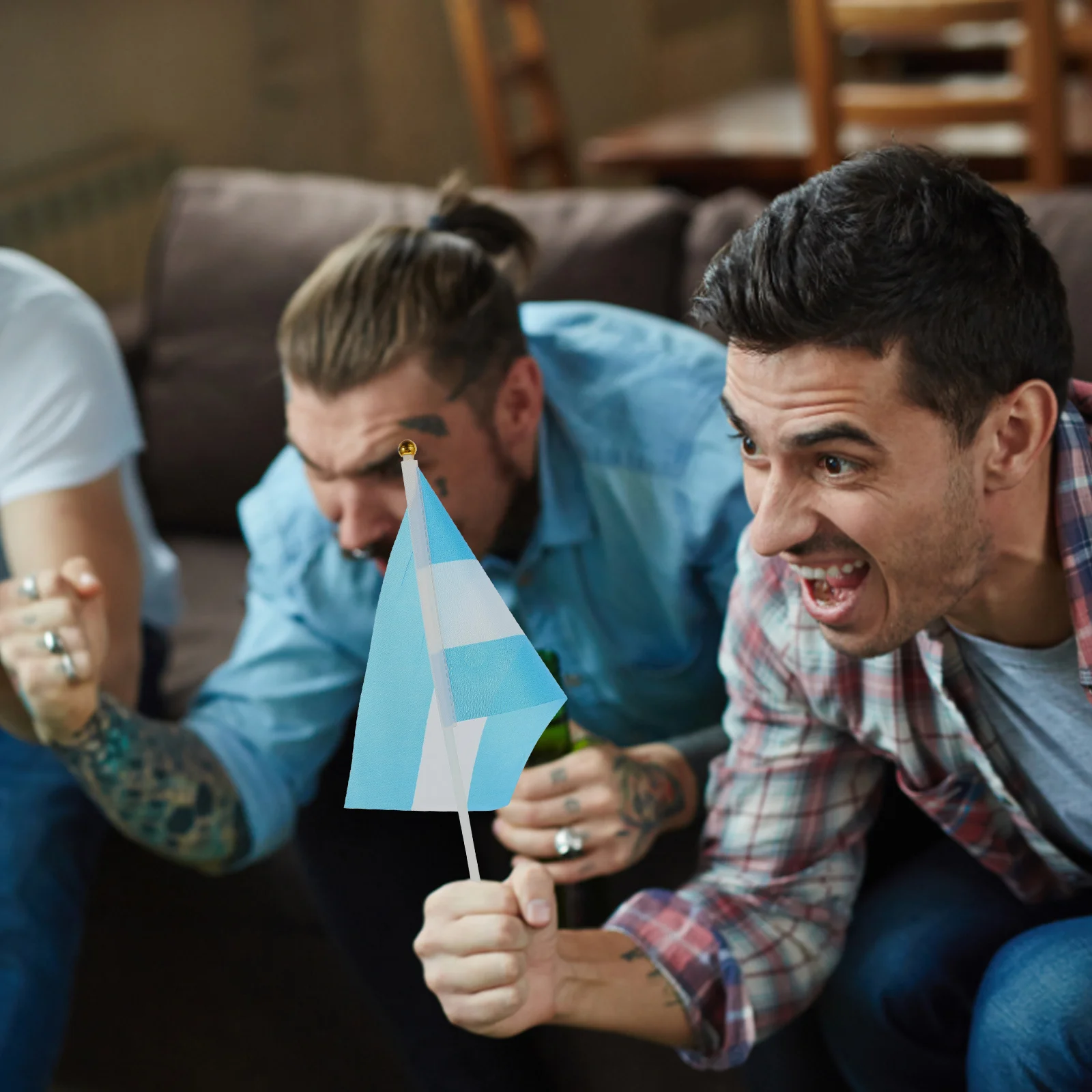 50 Pcs Cheering Flag Hand Flags Football Small Banner on Sticks National Polyester