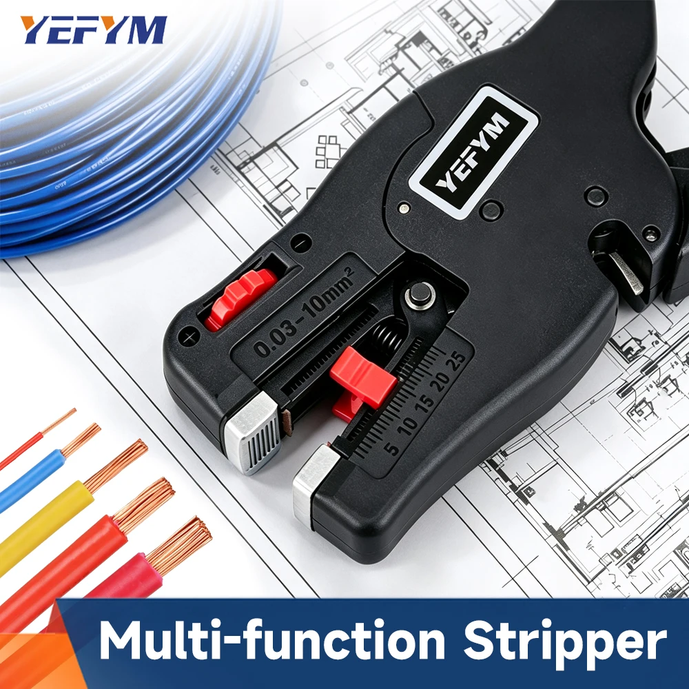 Adjustable Blade Pressure Knob Wire Stripper and Cutter, Self-Adjusting Wire Stripping Tool 32-7 AWG (0.03-10mm²) YE-D10S YEFYM