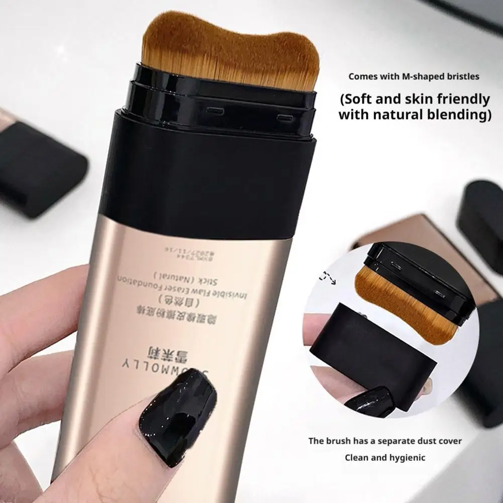 Base Facial em Bastão com Pincel, Corretor de Olheiras de Cobertura Total, Controle de Oleosidade, Maquiagem Facial