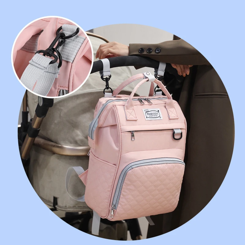 Bolsa de nailon para mamá, mochila multifuncional de Color sólido para madres y niños, portátil de viaje al aire libre, a la moda