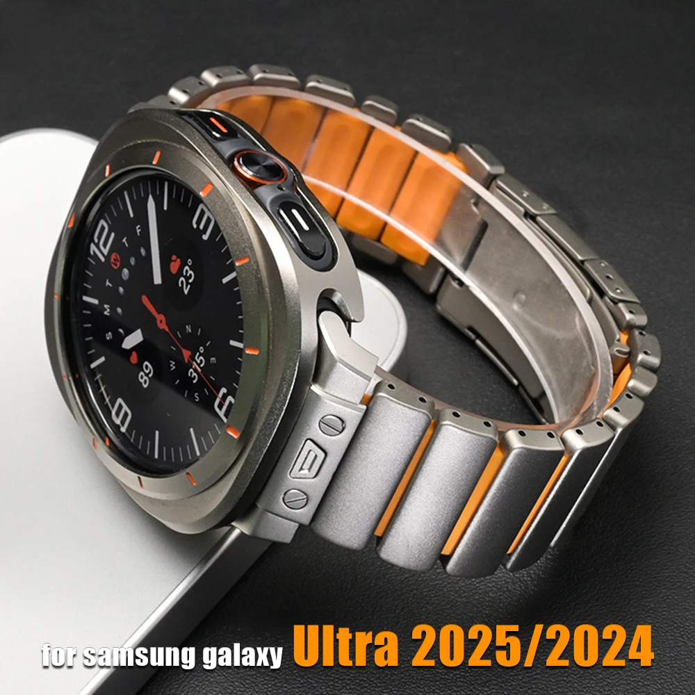 

Титановый ремешок без зазоров для Samsung Galaxy Watch Ultra 2025 2024, резиновый деловой ремешок для Galaxy Watch Ultra 47 мм, роскошный браслет