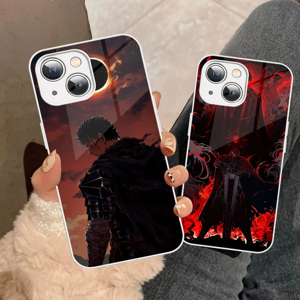 Custodia per telefono Anime B-Berserk G-Guts per IPhone 14 13 12 Mini 11 Pro XS Max X XR 14 Plus Cover in vetro temperato