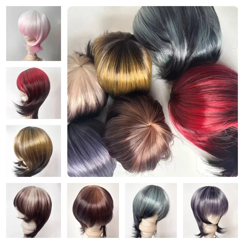 

BJD Wigs Short Hair for 1/3 1/4 Dolls SD MSD MDD Doll White Yellow Black Pink Brown Blue