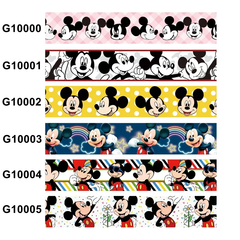 5Yards 25MM 38MM Disney Mickey Minnie Mouse Printed Cartoon Hair Bows Grosgrain Ribbon