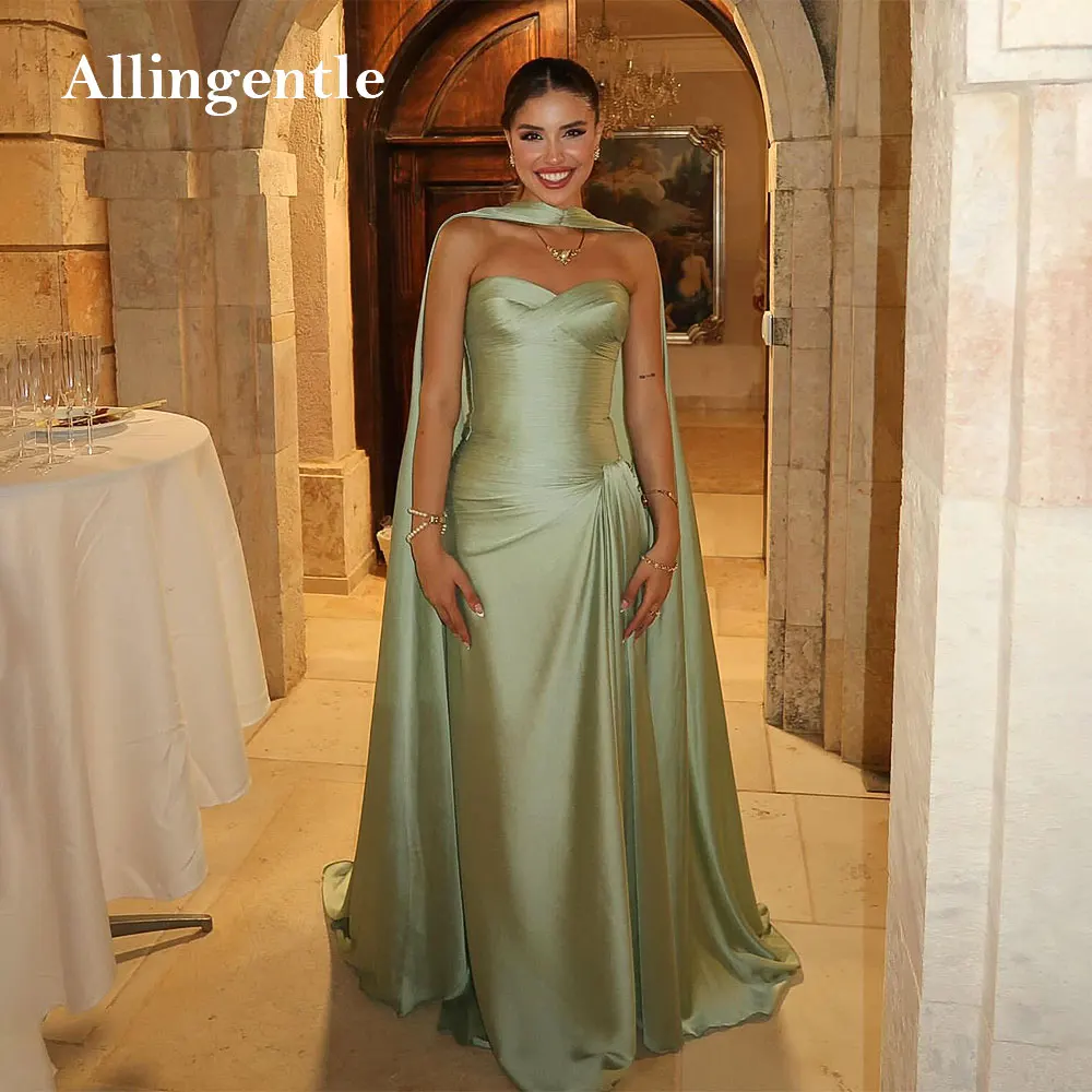 

Olive Green Dubai Mermaid Evening Dresses Elegant Satin Criss-cross Prom Dresses for Woman Strapless Sleeveless Customzied