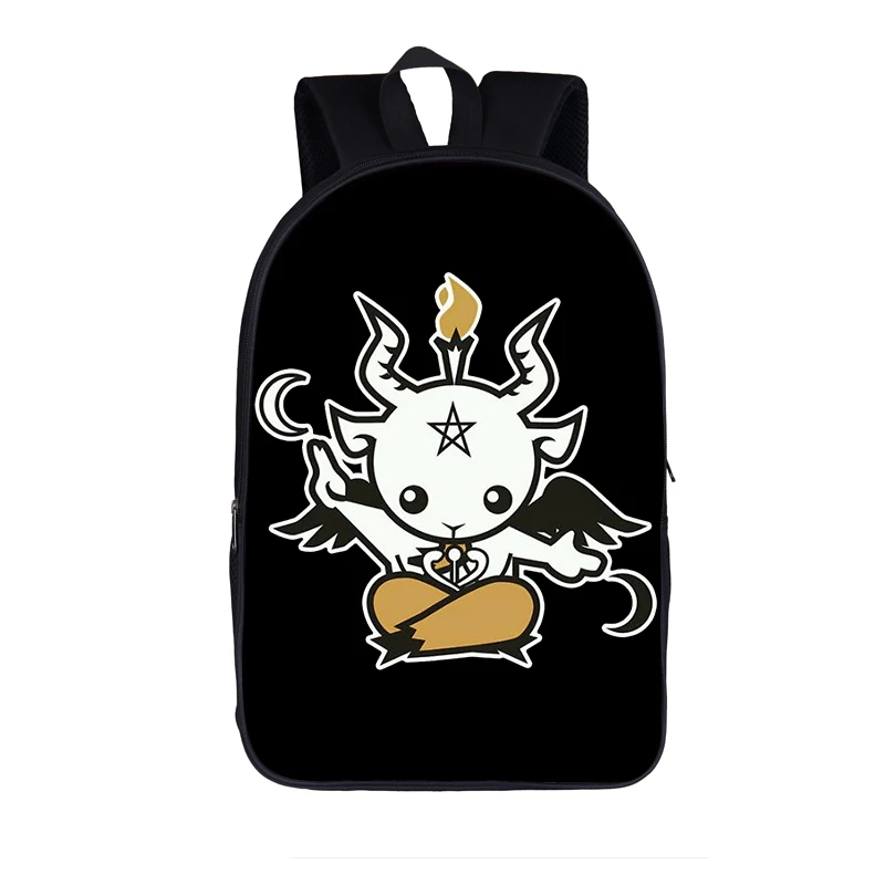 Witch Black Cat Print / 666 Baphomet Backpack Men Women Witchcraft / Voodoo Doll Shoulder Bags Teenager Children School Bags
