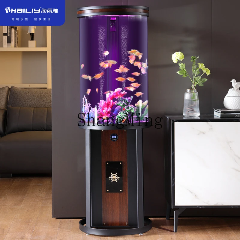 

LXY new cylindrical fish tank living room lazy water-free ecological bottom filter floor aquarium