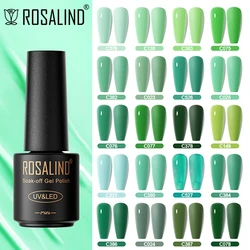 ROSALIND Nail Polish Nail Gel Hybrid Varnish Green Series Semi Permanent UV/Lamp Base Top Coat Gel Nail Polish Colorful Nail Art