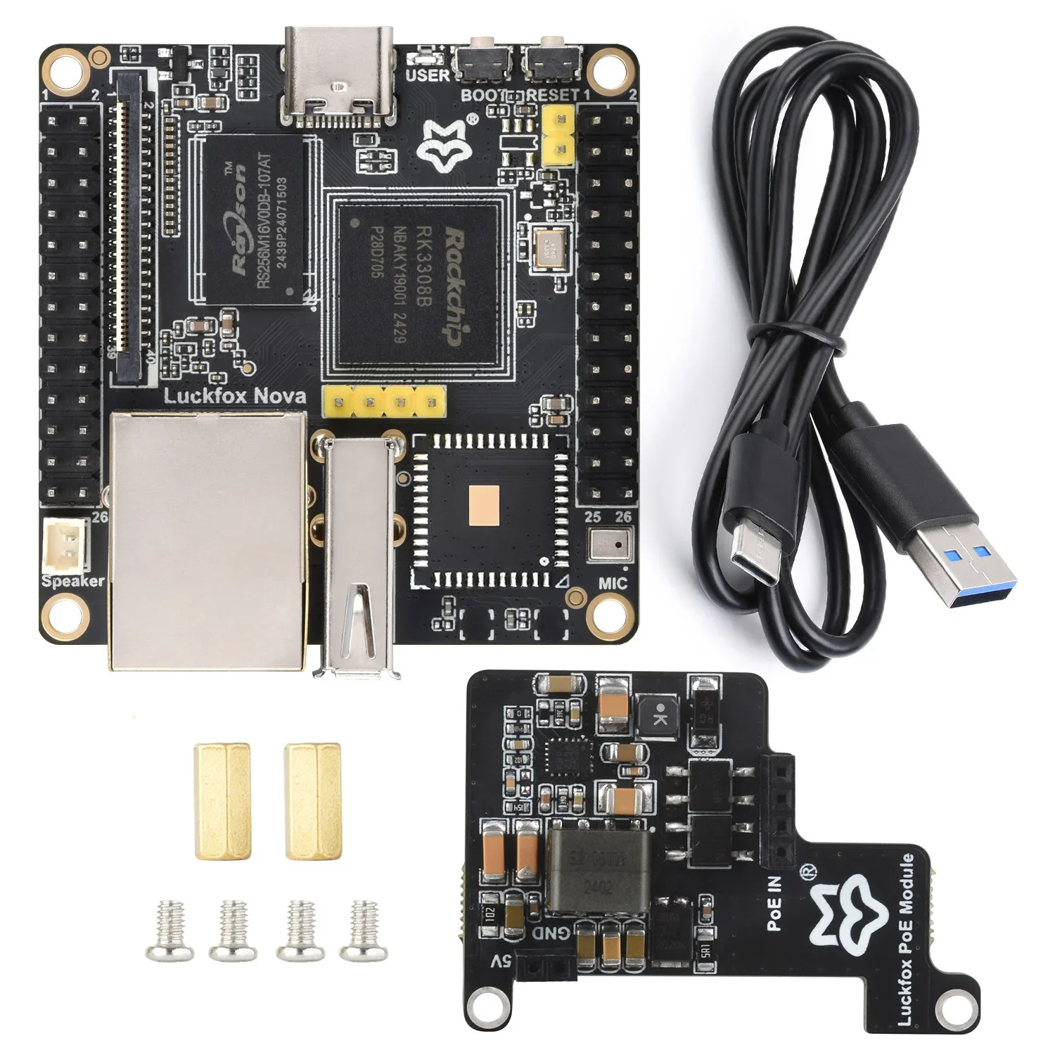 

Waveshare Luckfox Nova Micro Deve Board, 8GB eMMC, Based On Rockchip RK3308B Codec, Optional for Wireless / PoE Module