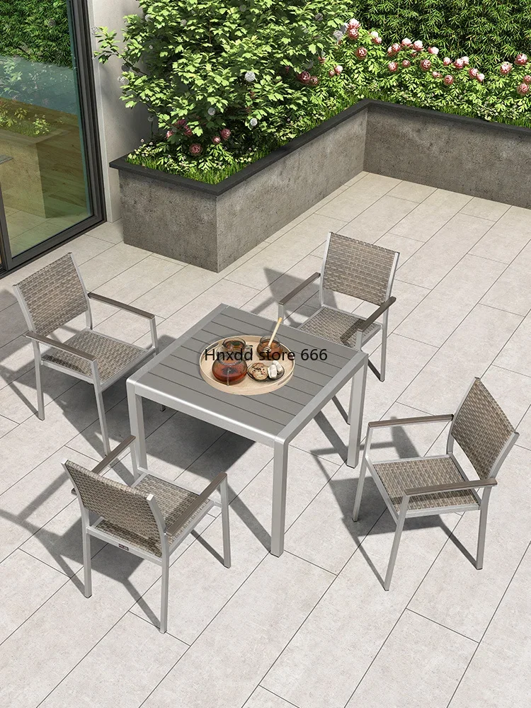 Terrace table and chair combination plastic wood preservative wood outdoor casual dining outdoor garden garden table and chair