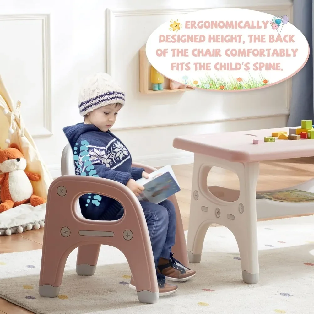 Ensemble table et chaise pour enfants, table d'activité en plastique avec 2 chaises, ensemble table et chaise pour tout-petit pour lire, dessiner