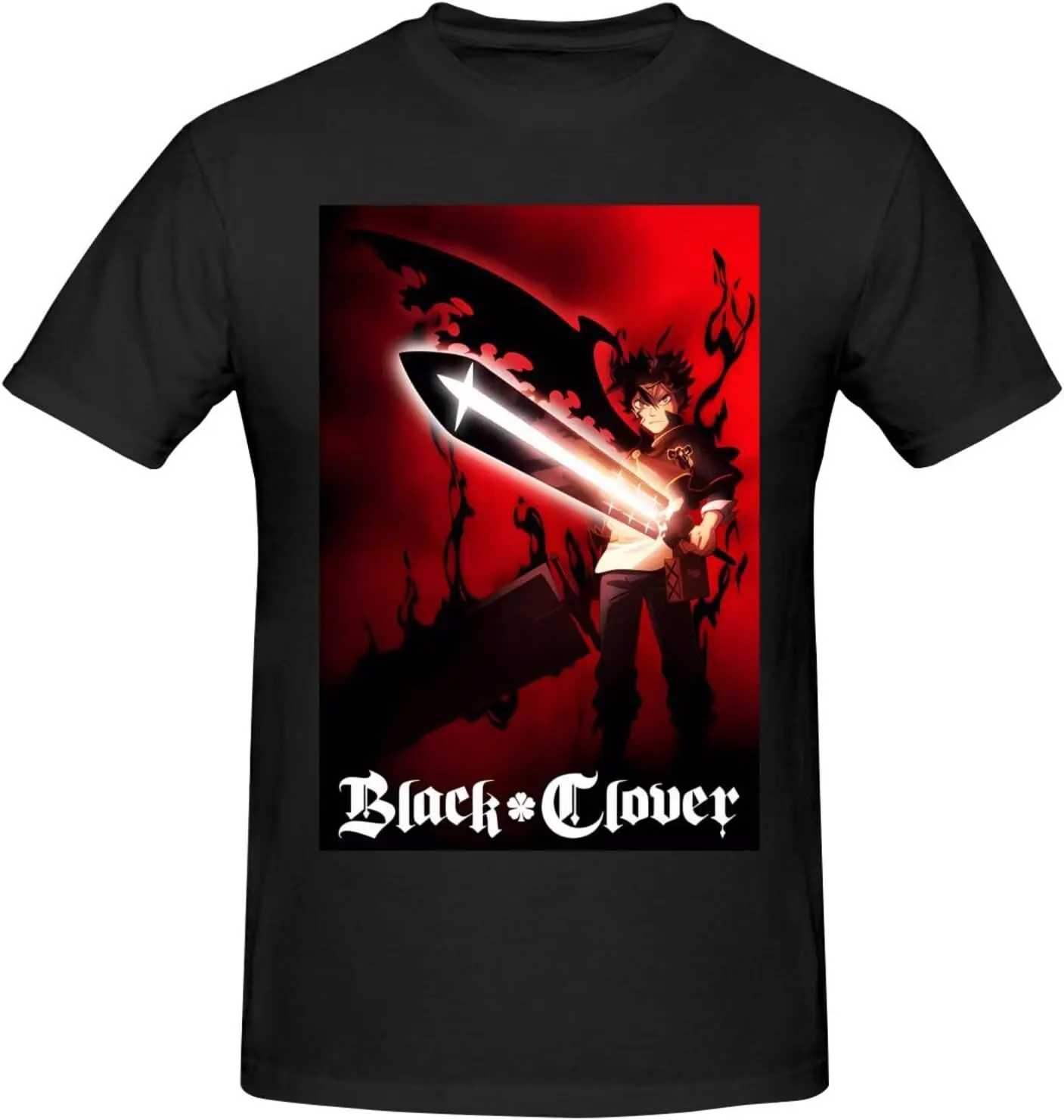 

Black Anime Clover Shirt Men's Custom Breathable Cotton Short-Sleeved Tshirt Fashion Crew Neck Tees Tops Black