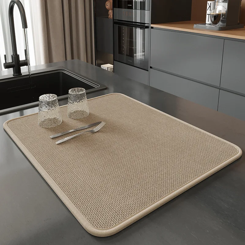 40x50cm Kitchen Counter Drying Mat Absorbent Dish Drainer Pad Heat Resistant Non Slip Placemat for Table Cups Plates Utensils