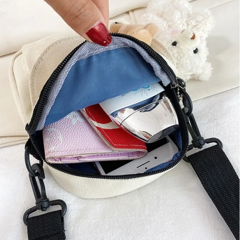 Cute Bear Canvas Mini Crossbody Bag Adjustable Strap Snap Button Shoulder Purse for Girls Daily Shopping Travel Outdoors view 6
