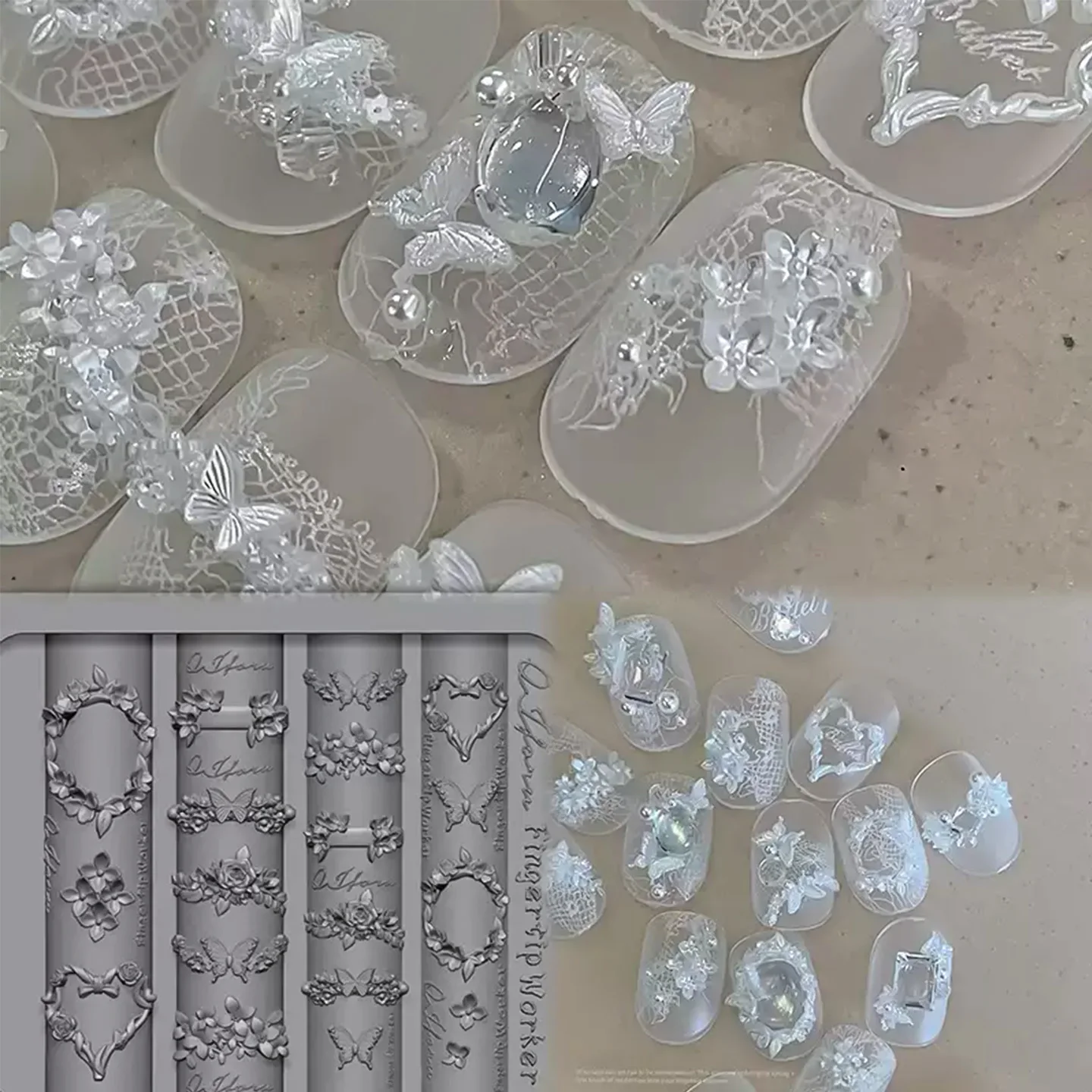 KANIU Traumhafte Blumen 3D Silikon-Kranz-Serie Blumen-Silikon-Nagelform Flexible Silikon-Nagelform Blumen-Nagelrelief-Formen