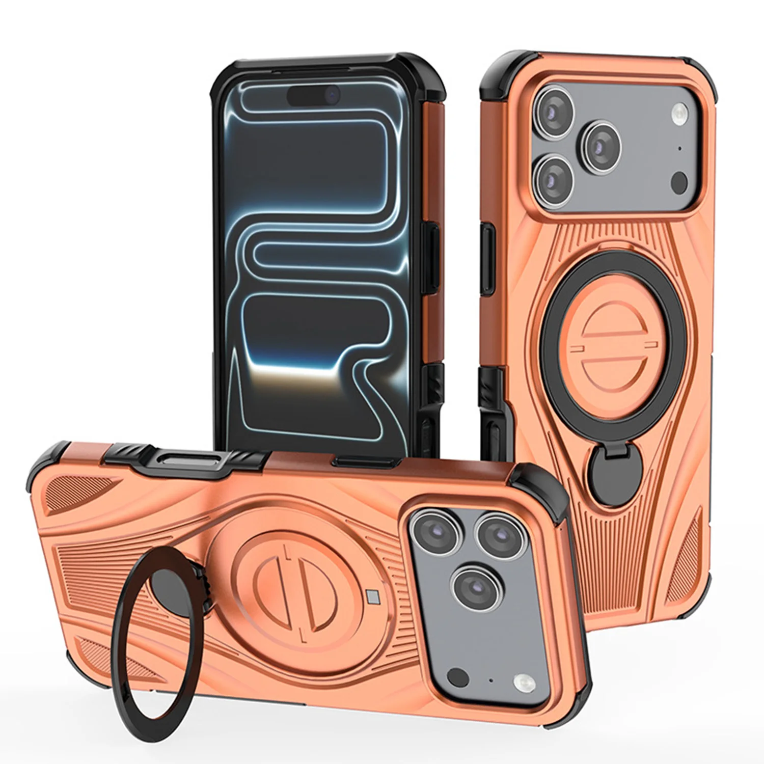 

Для iPhone 17 Pro Max/17 Pro/17 Air/17 Магнитный чехол 360° ° Чехол с вращающейся подставкой, 3-слойный, ударопрочный, противоскользящий, военного класса